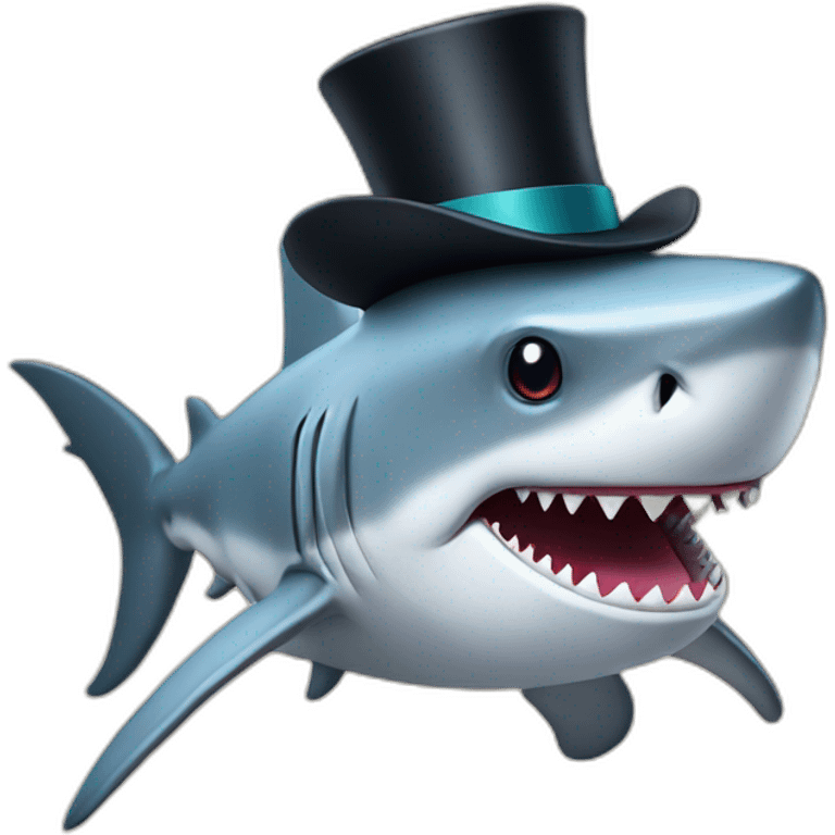 Shark with a top hat emoji