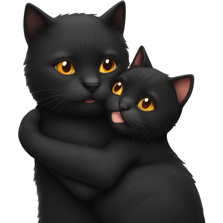 Black cat hugging a orange cat emoji