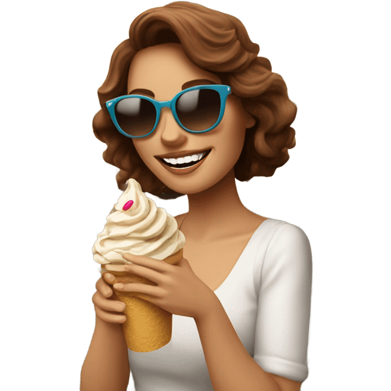 Brown hair lady with sunglasses Florence Italy eating gelato  emoji