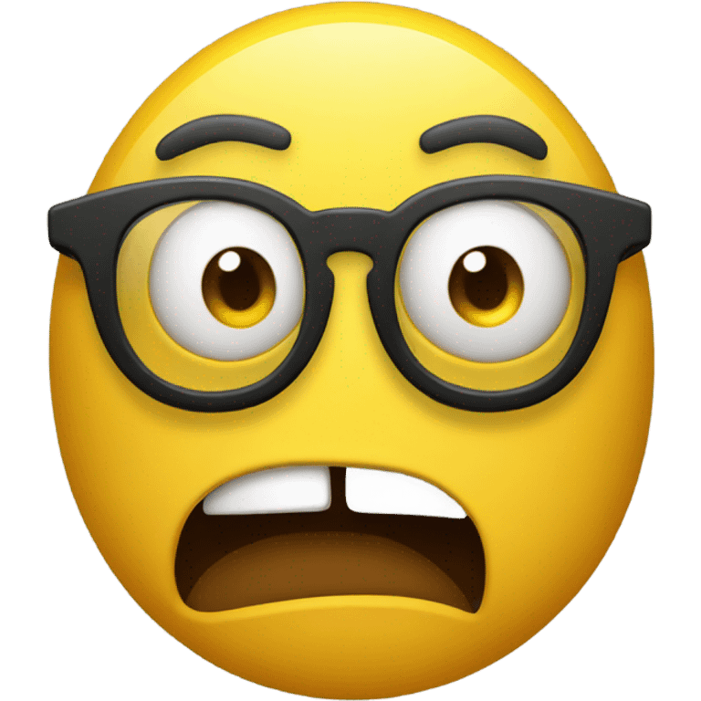 a yellow emoji with very very big glasses the emoji very angry and emoji looks to the right side emoji