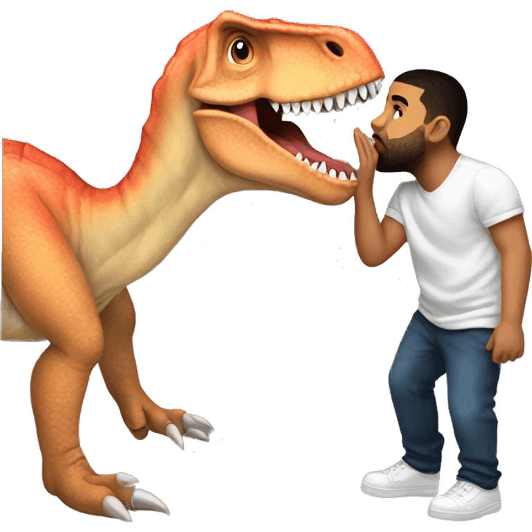 Dinosaur kissing drake emoji