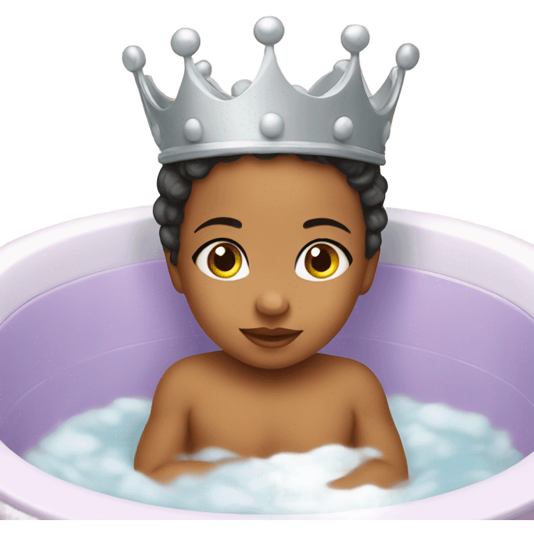 cutе baby girl in the bath with crown emoji