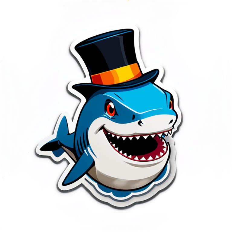 Shark with a top hat emoji