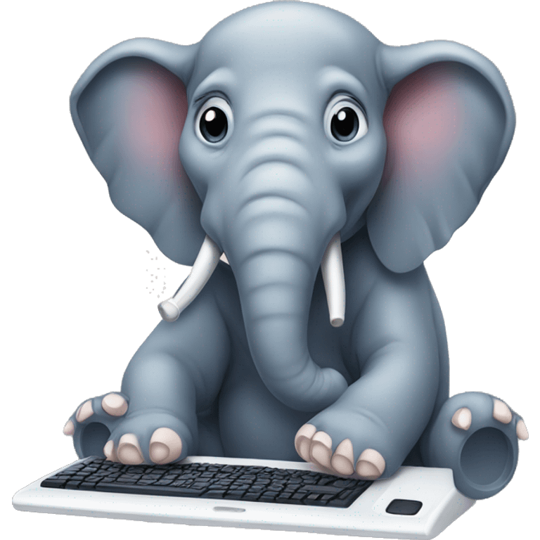 an elephant playing computer games emoji