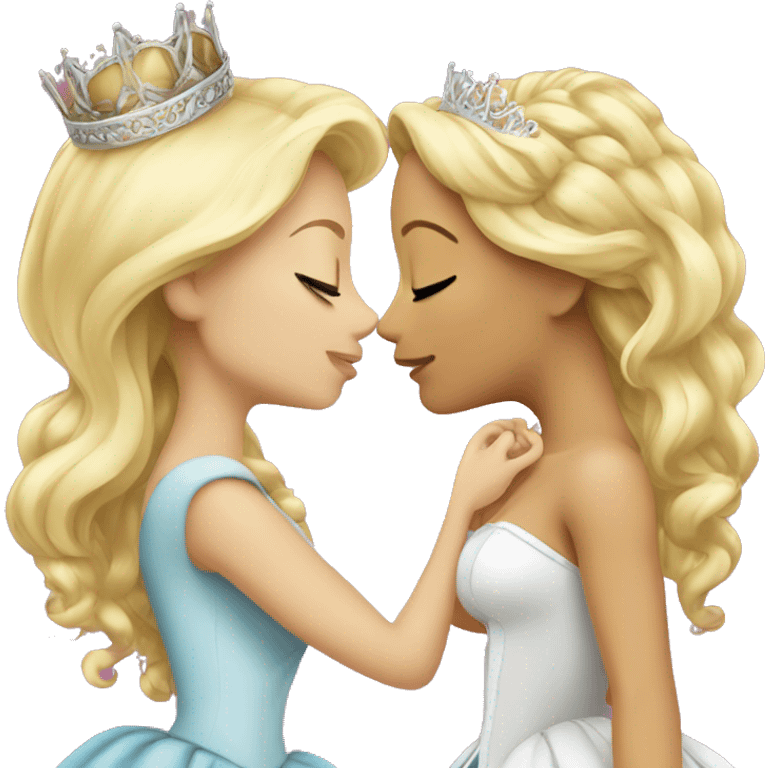 2 women princesses couple blonde kiss emoji