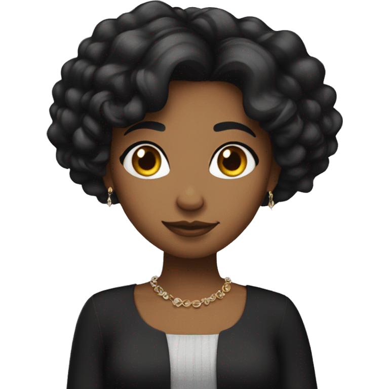 brown girl with black hair dressed up fancy emoji