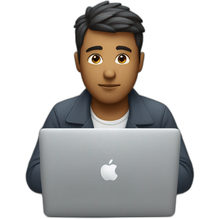 man working on his macbook laptop looking down emoji