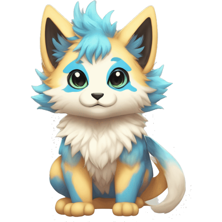 Anthro Fluffy Cool Cute Magical Celestial Elemental Colorful Vibrant Colors Kemono-style Chibi Fantasy-Animal-Fakémon-Pokémon-Hybrid Fur-Sona Aesthetic Full Body emoji