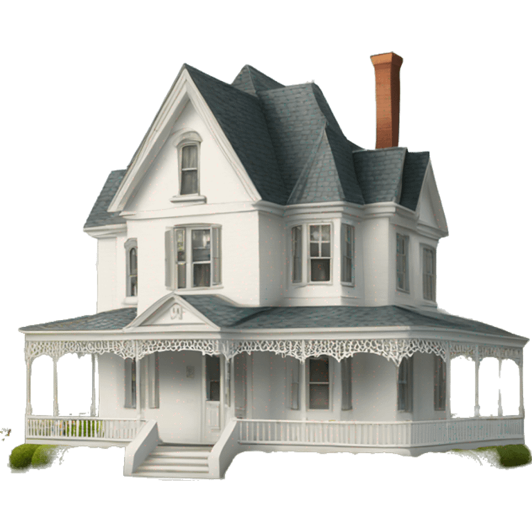 White Victorian house out in the country  emoji