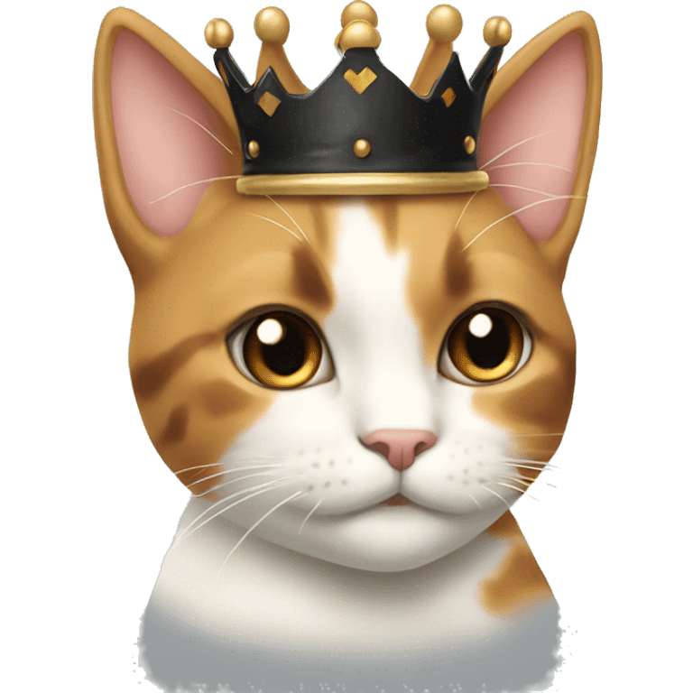 calico cream cat with black calico cat facing the side with crown emoji