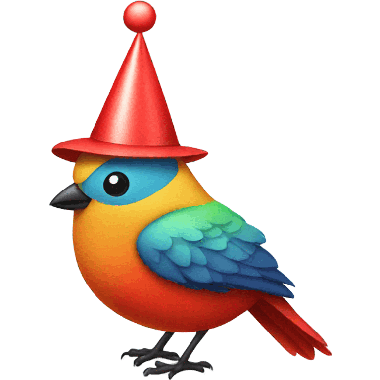 Red bird with a birthday hat emoji