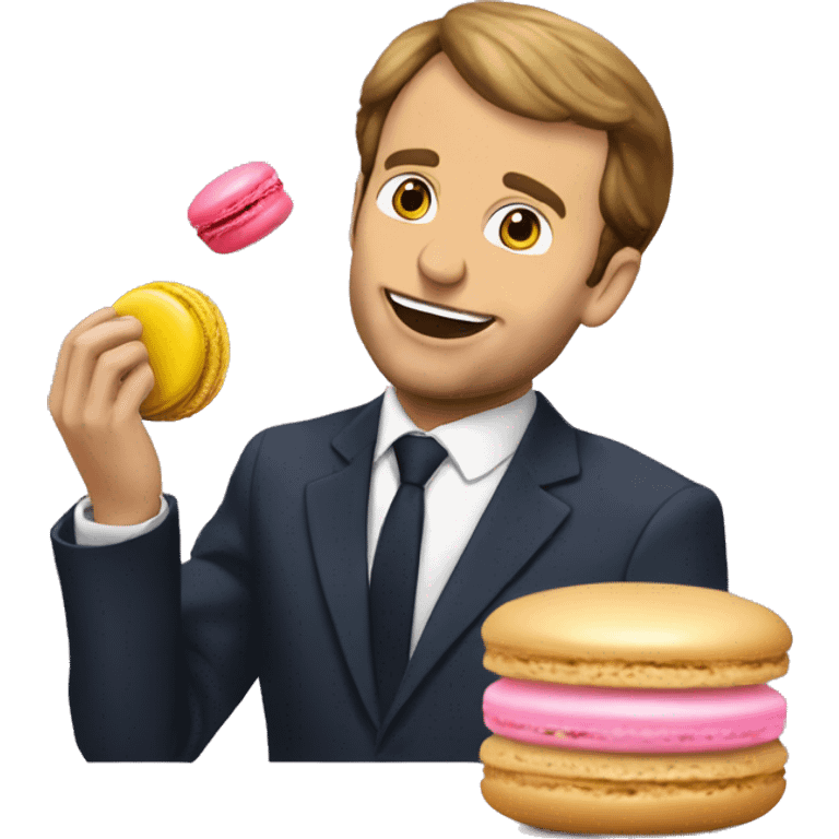 Macron qui mange un macaron emoji