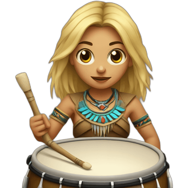 Blond Female shaman playing drum emoji