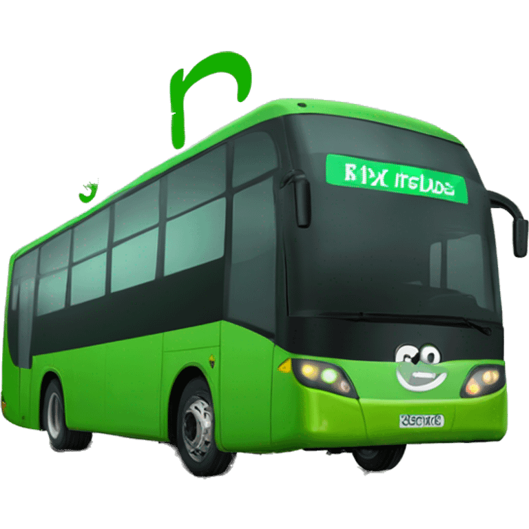 Green Setra bus with FlixBus sign át the stop emoji