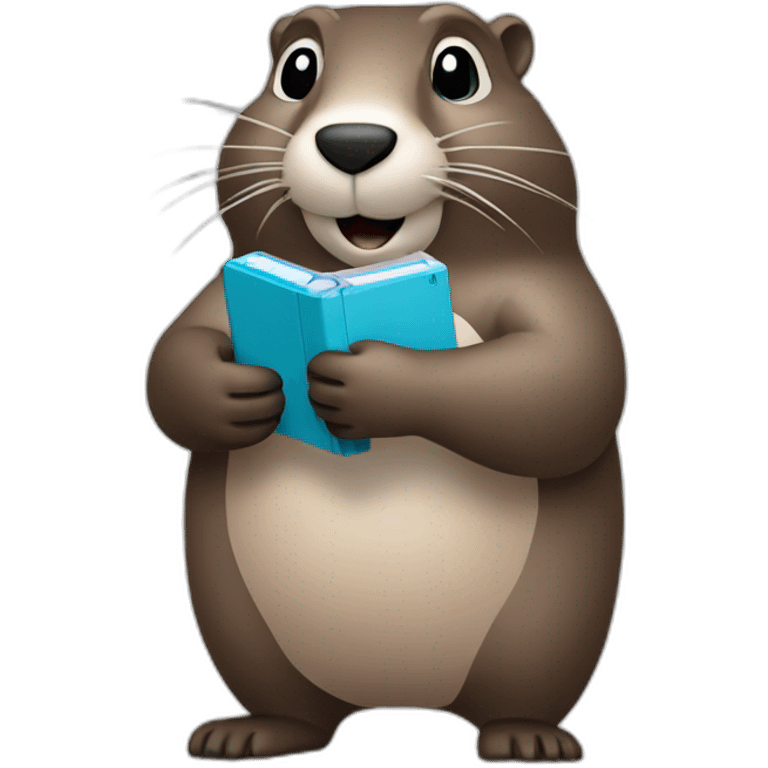 Gray groundhog holding a Nintendo DS emoji