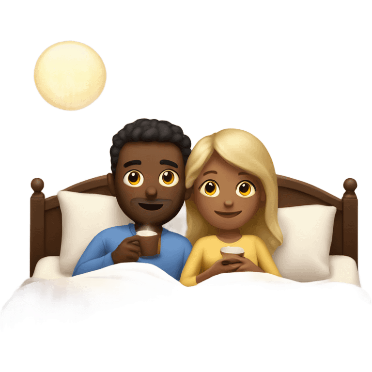 a couple enjoying a cocooning evening in bed emoji