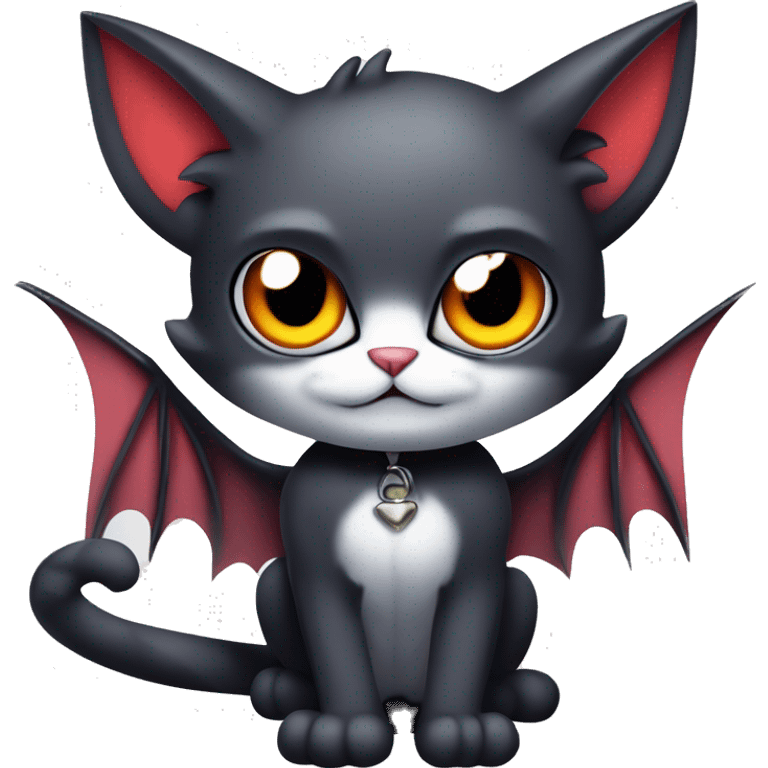 Cute edgy cool kawaii vampiric dark cat-Fakémon-Digimon with bat-wings as ears emoji