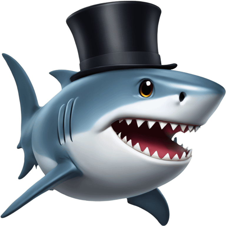 Shark with a top hat emoji