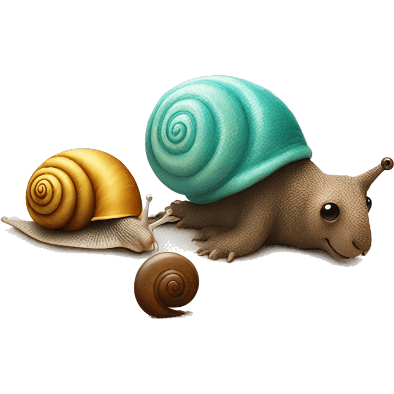 snail and bear on the beach emoji