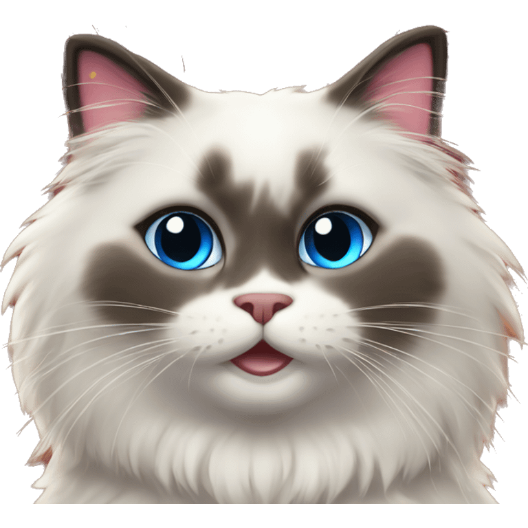 a happy ragdoll cat with firework emoji