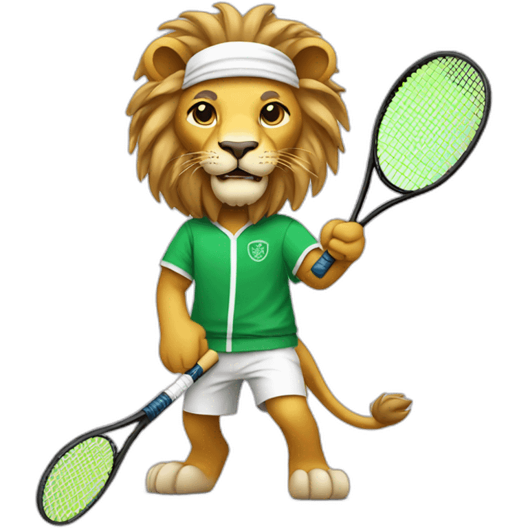 lion in saudi outfit playing tennis emoji