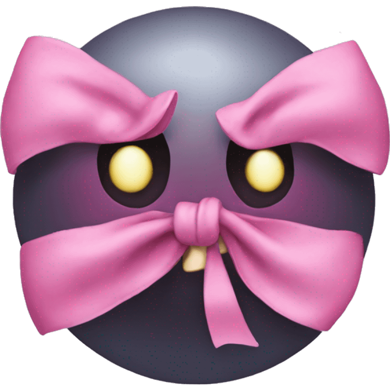 Freaky moon with pink bow emoji