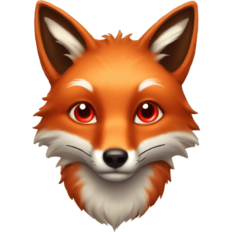 deep lush red fox face with tiny red heart instead of eyes emoji