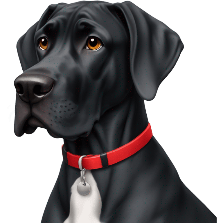 Black Great Dane with red collar  emoji