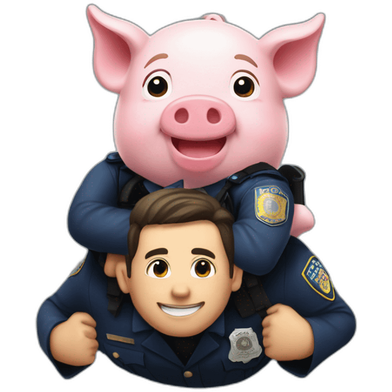 Pig piggyback atop police officer shoulders emoji