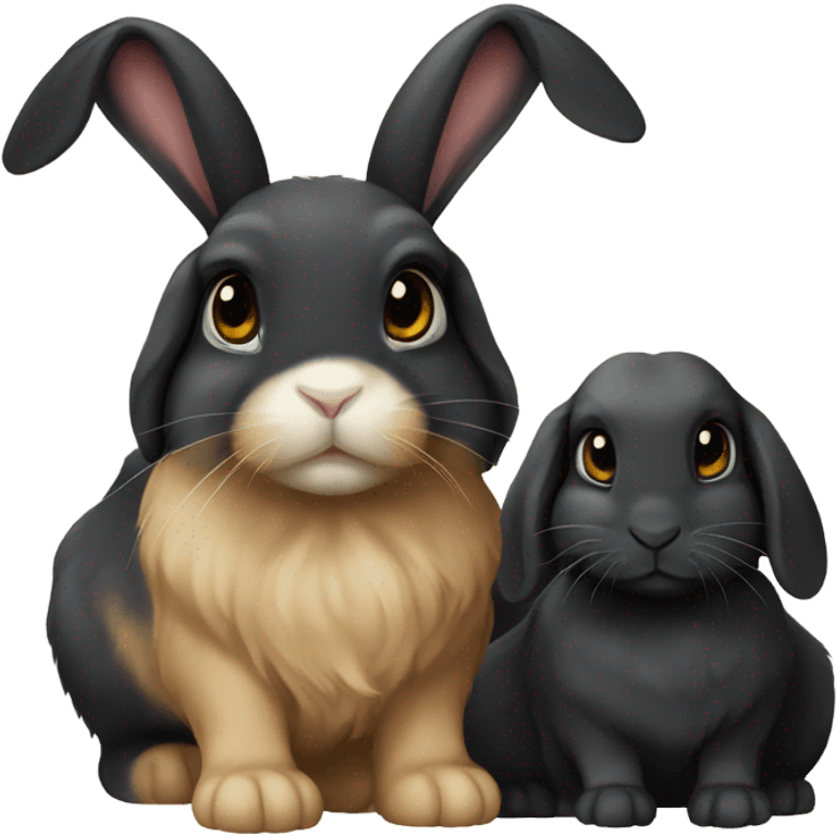 black lop rabbit and golden lop rabbit emoji