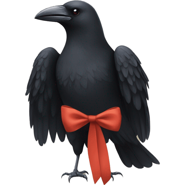 A crow wearing a bow emoji