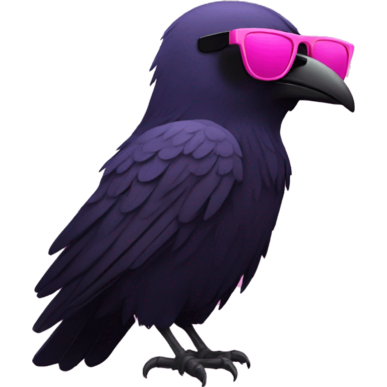 Raven with pink sunglasses emoji