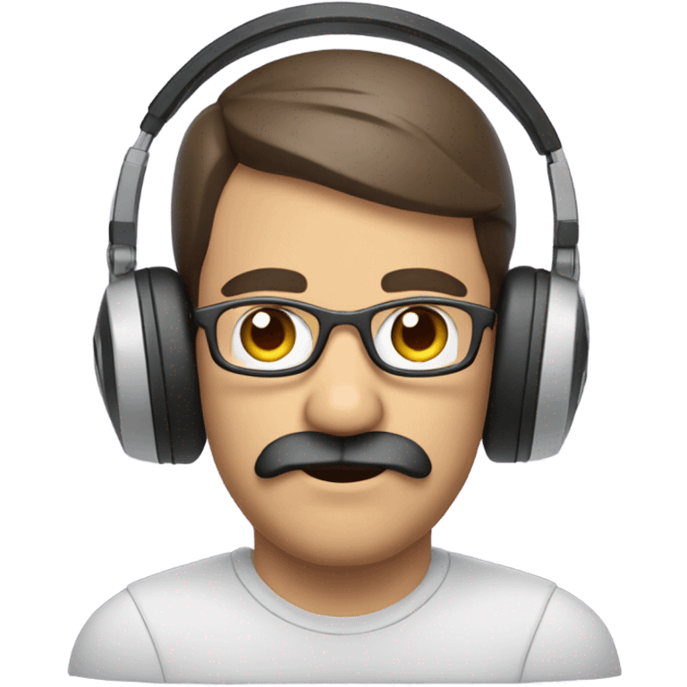 Mustached man with a gamer headset emoji