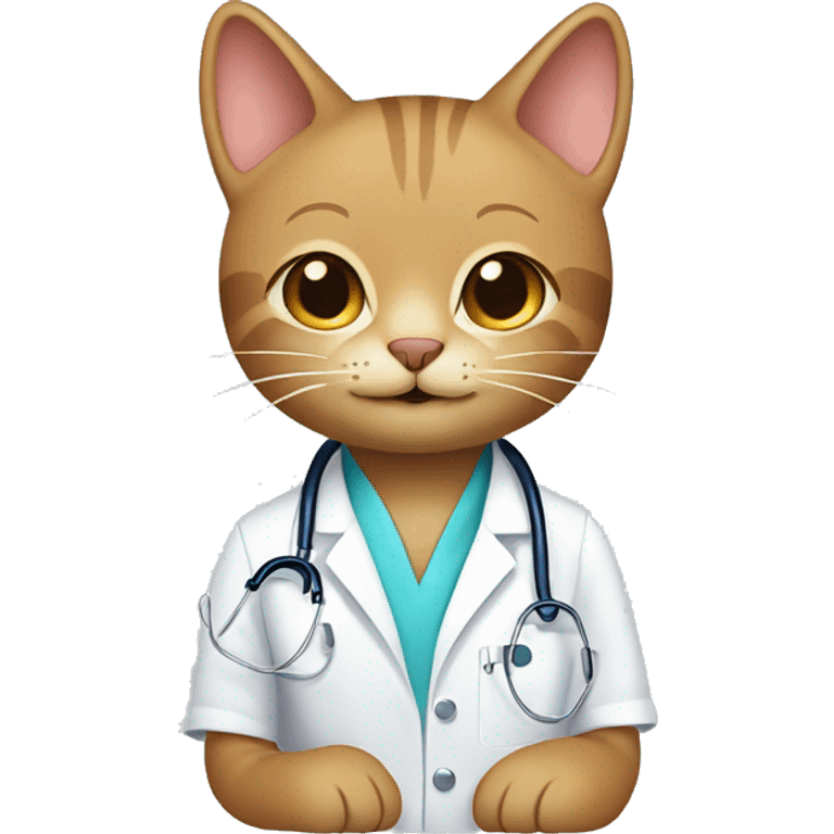 Smiling light brown cat being a doctor emoji