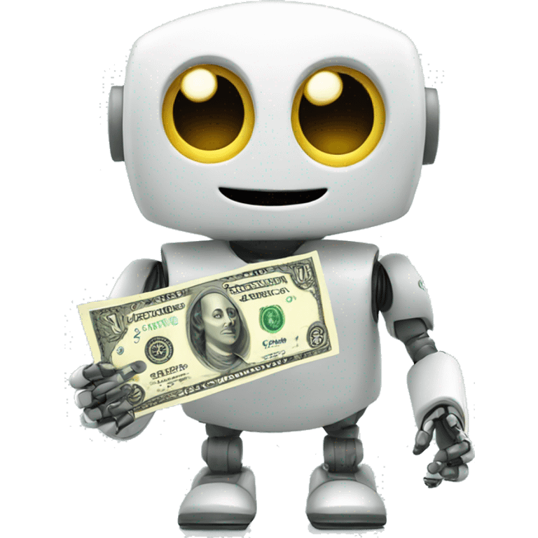 Cute robot with money emoji