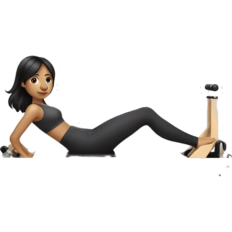 Girl with black hair doing Pilates on reformer machine emoji