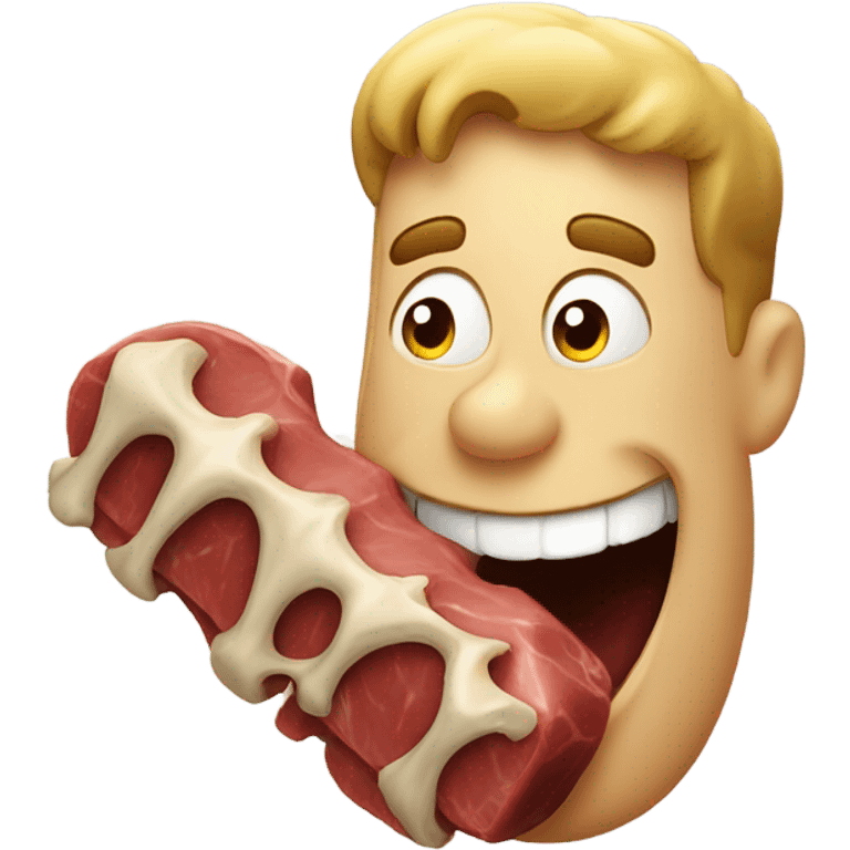 man eating a bone emoji