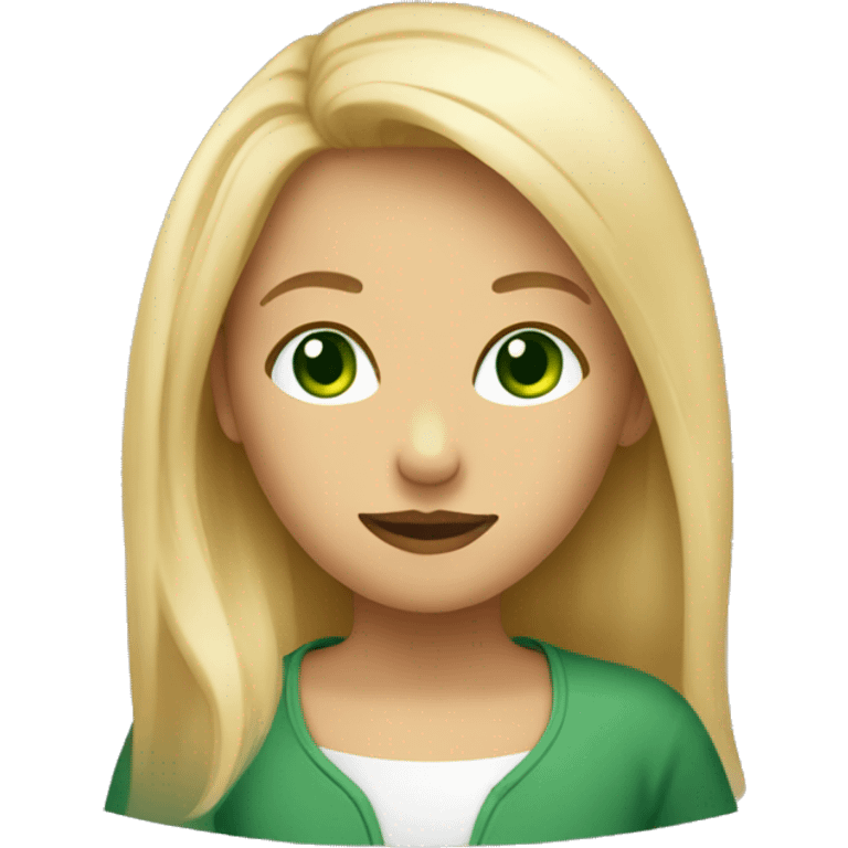 Une fille blonde aux yeux verts emoji