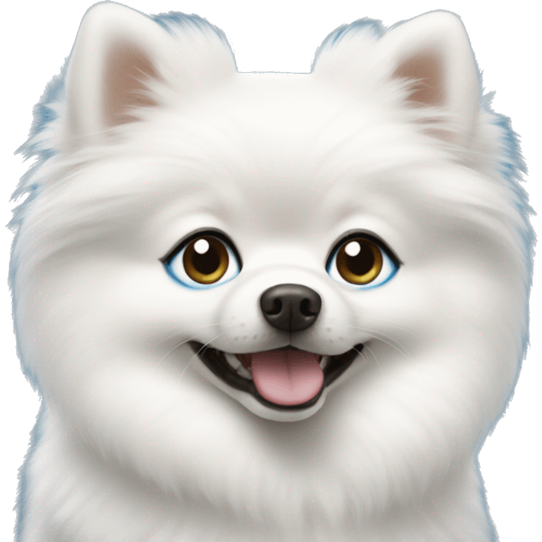 White pomeranian with blue eyes emoji