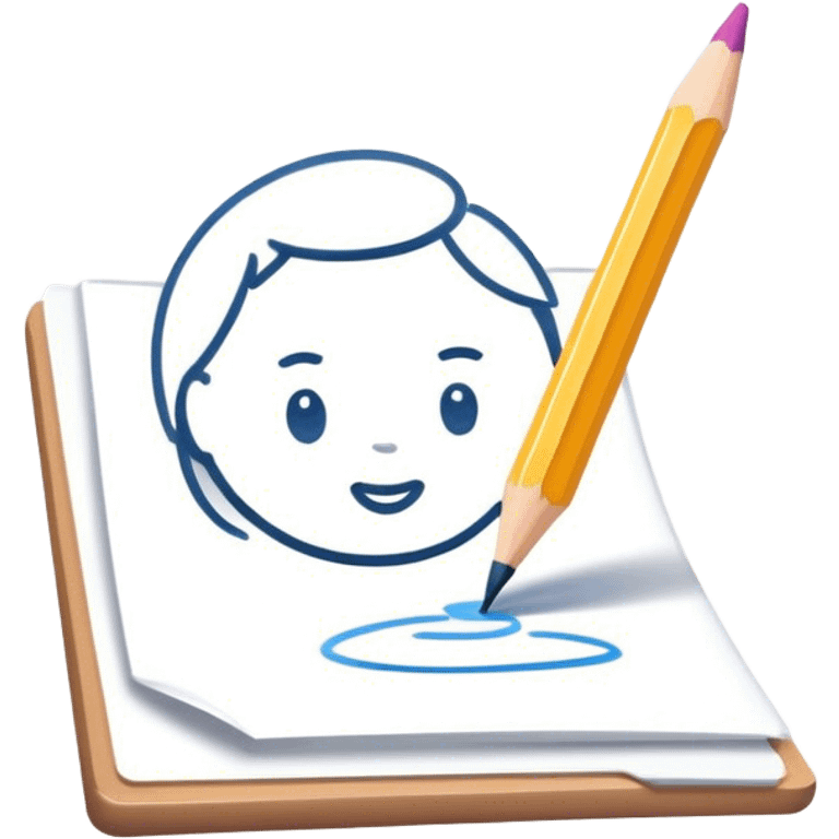 Illustration drawing icon, pencil or brush strokes, colorful design elements, simple lines, small scene or character in the illustration, minimalistic style, clean composition, transparent background. emoji