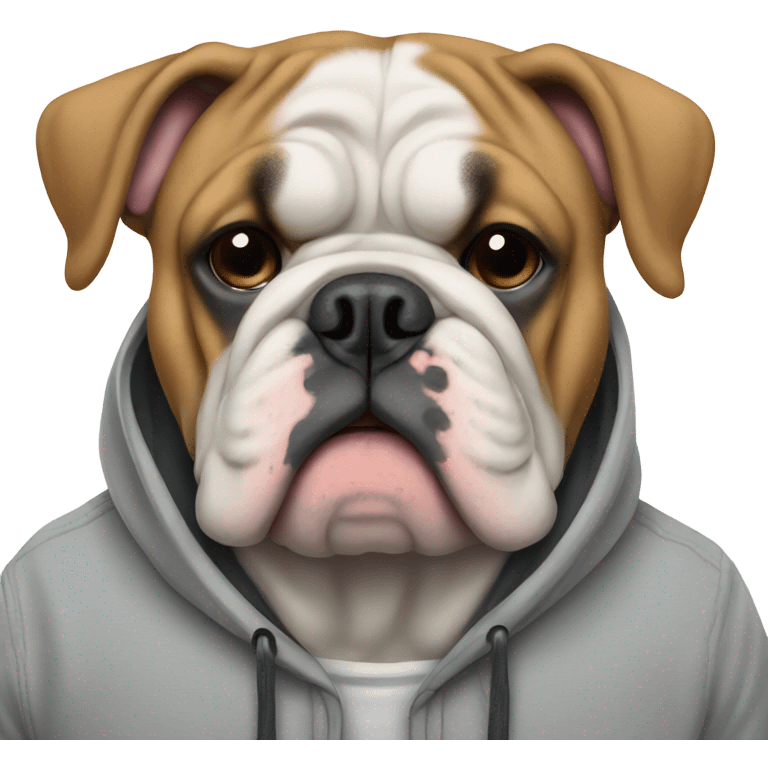 English bulldog wearing a hoodie ￼ emoji