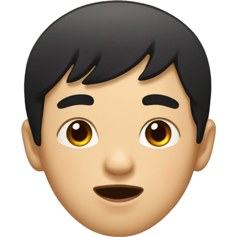 cute asian male with  brown eyes and black bangs, sticking out his tongue emoji