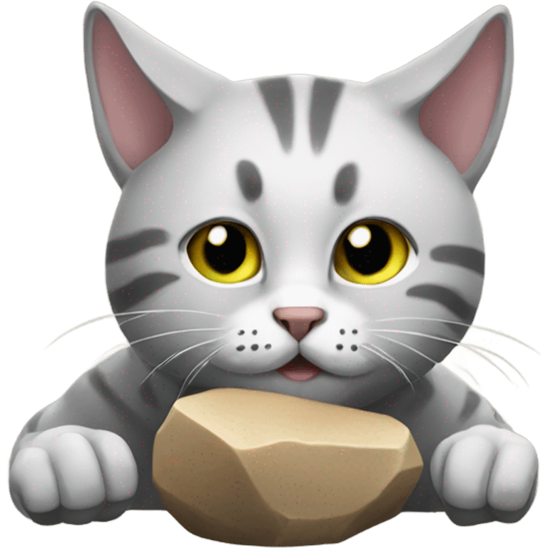 Cat eating rocks emoji