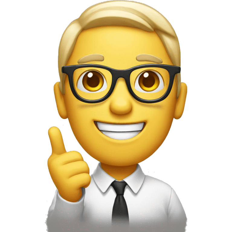 happy face with glasses with finger up emoji