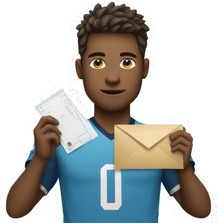 sad soccer player in uniform holding empty envelope emoji