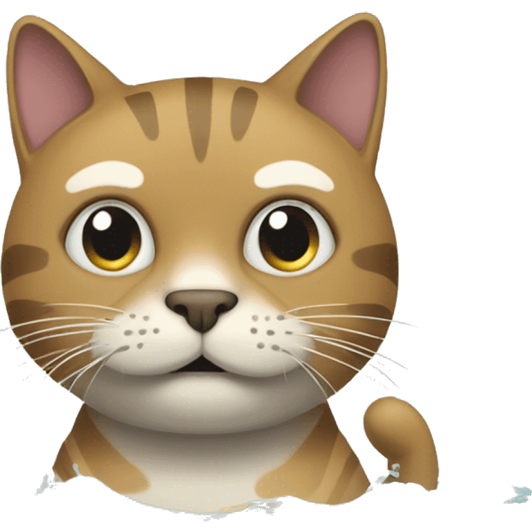 Generate an emoji that depicts a cat swimming while looking anxious. emoji