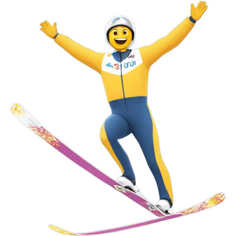 White person getting the gold melding in ski jumping  emoji