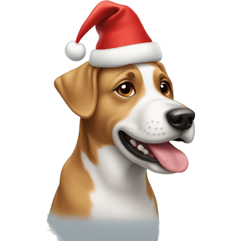 Dog wearing Christmas hat  emoji