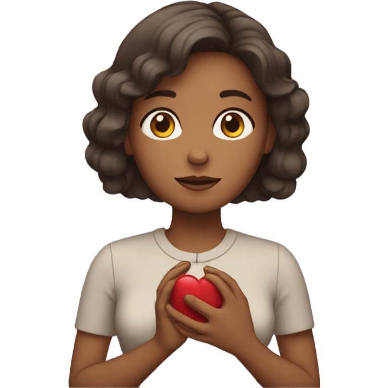 Woman with hand over her heart emoji