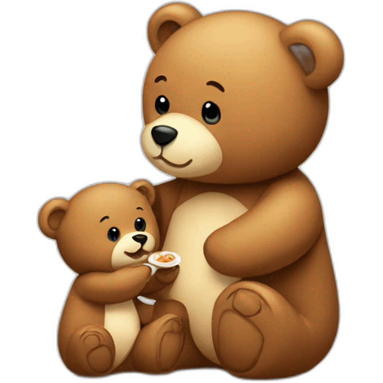 A Teddy Bear giving food to a baby emoji